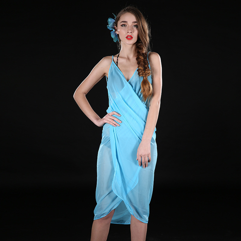 Loss clearance summer new pattern Amazing Beach towel camisole Velvet chiffon Silk scarf enlarge monochrome Maxi dress Sunscreen