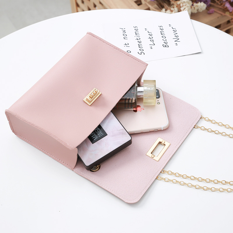 Summer Fashion Texture Simple Chain Small Square Phone Coin Purse Bag display picture 3