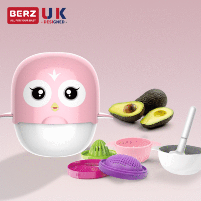 BERZ手动食物研磨器 婴儿宝宝辅食儿童Q萌研磨器碗果蔬泥料理工具