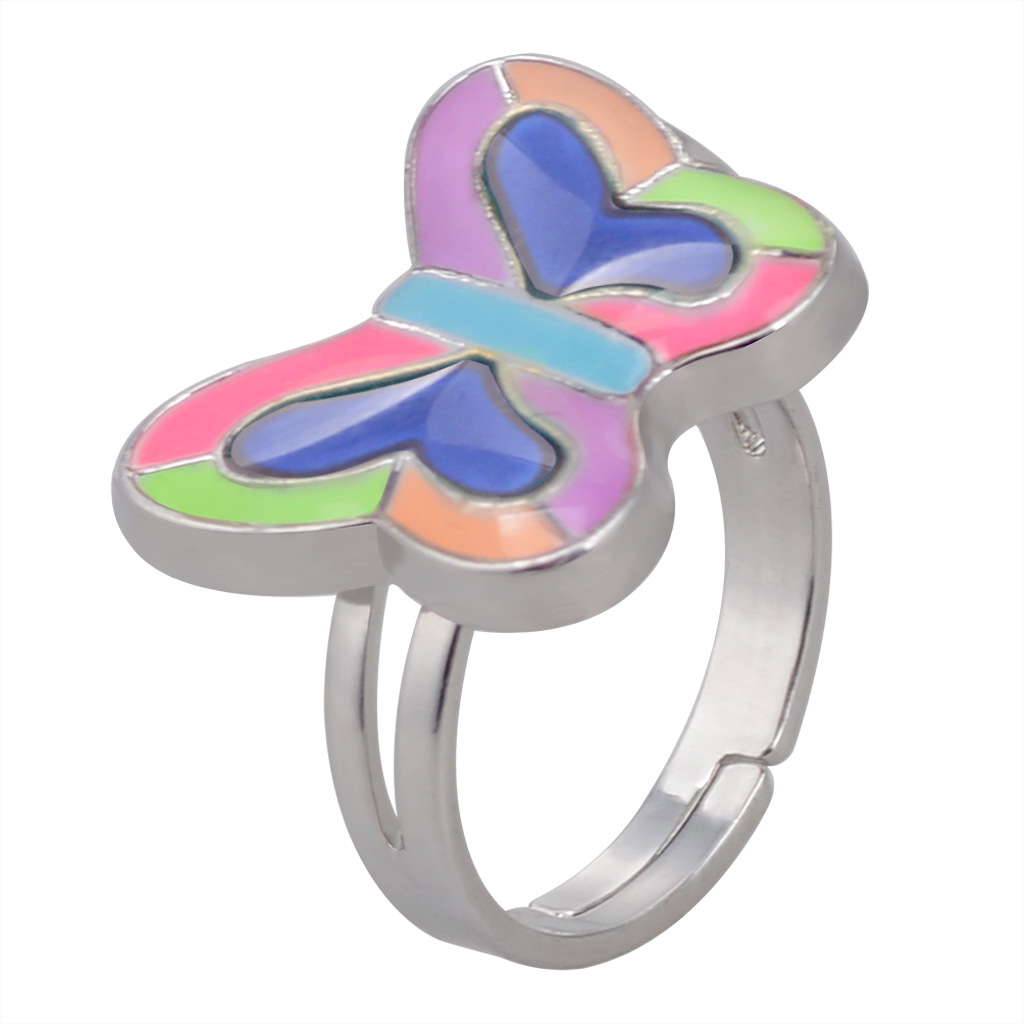 50g Weight Artificial Gemstones Inlay Material Birthday Occasion Alloy Material Heart Pattern Women'S Gender Plating Design Fashion Style Simple Peach Heart Love Butterfly Moon Color Changing Ring 21