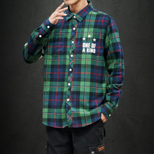 诚招代理 情侣装时尚潮时尚长袖格子衬衫男生 外贸款大码男装衬衣