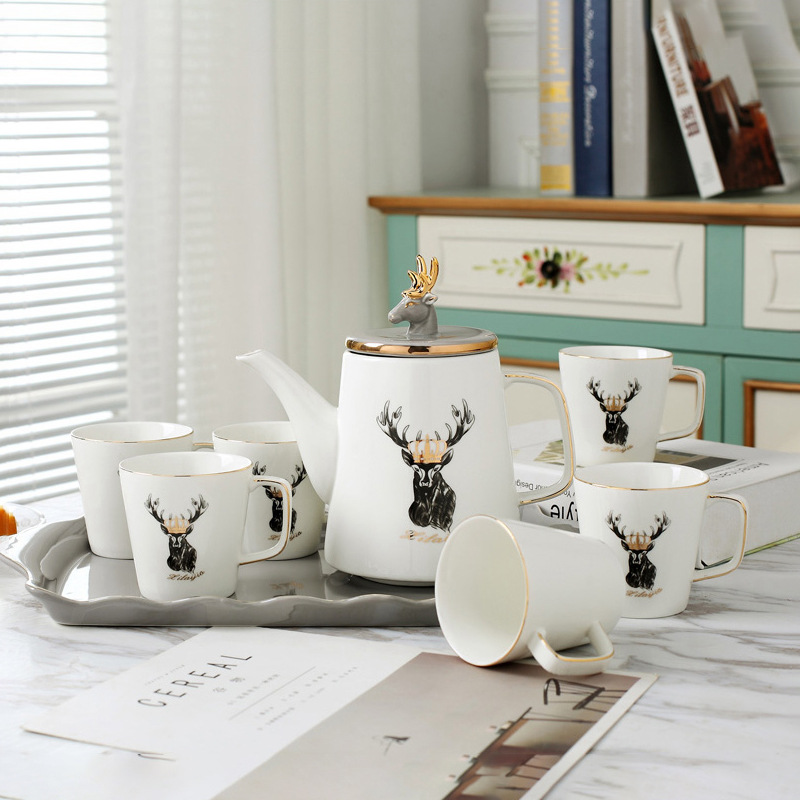 创意家用水具套装陶瓷茶具整套北欧风杯具茶水壶花茶下午茶水杯子