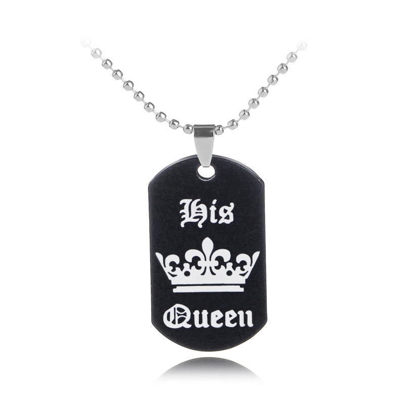 Explosion Necklace Her King His Queen Alphabet Crown Couple Pendant Necklace Accessories Wholesale Nihaojewelry display picture 10