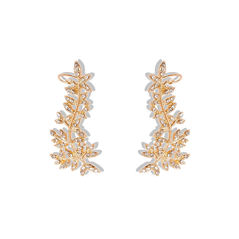 Fashion Inlaid Rhinestone Leaf Ear Clip display picture 3