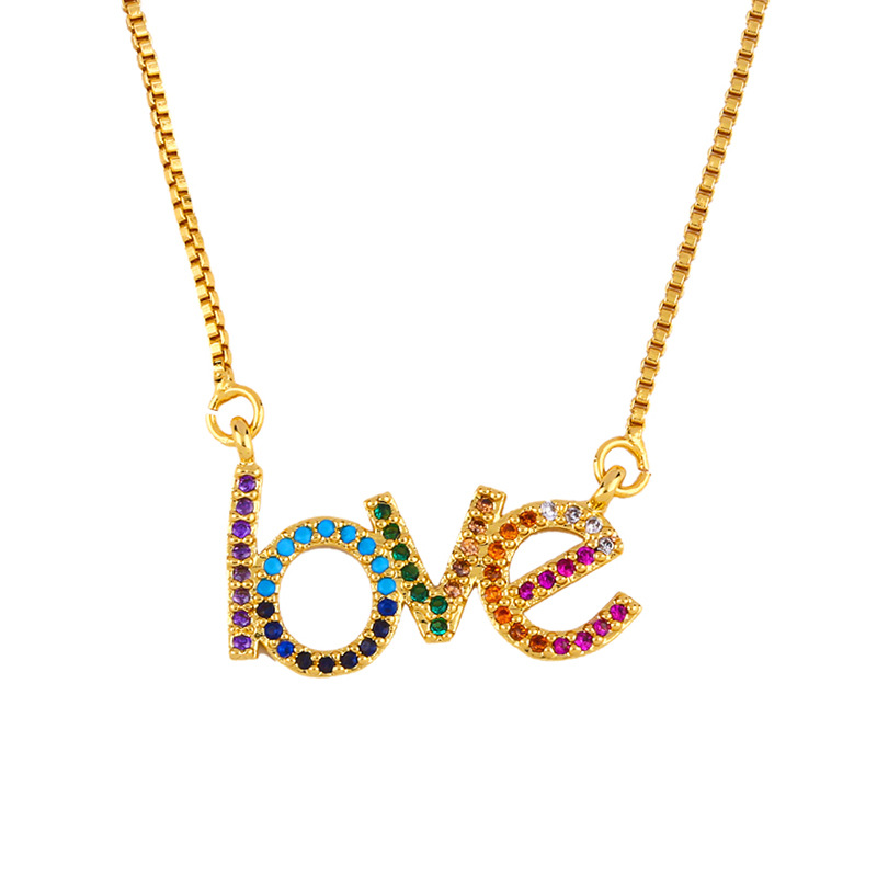 New Love Letter Necklace Butterfly Set Color Diamond Pendant Clavicle Chain display picture 3