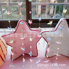 6厘米彩色折纸叠好千纸鹤星星成品穿线一串圣诞节挂饰品布置道具