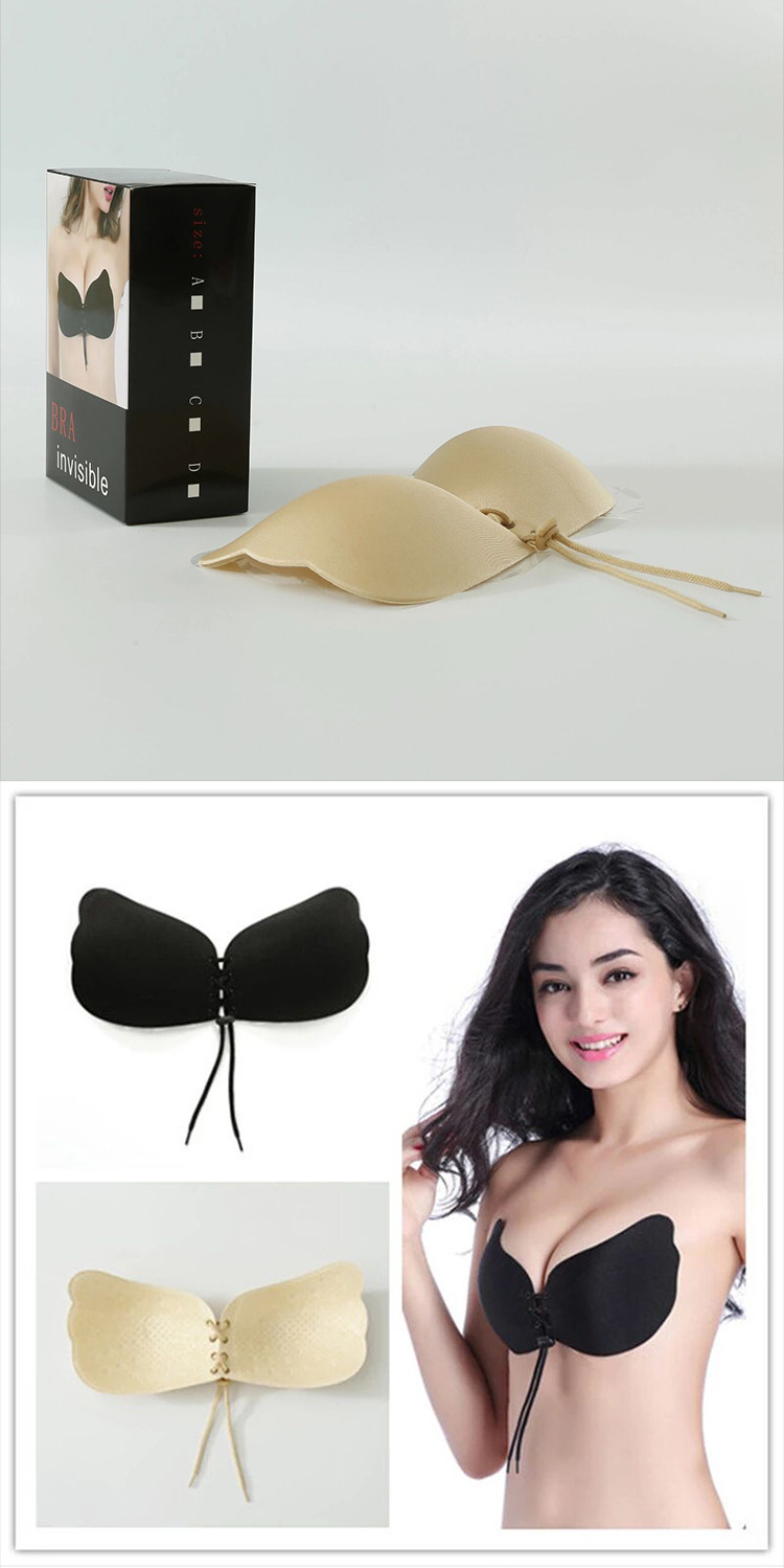 Solid Color Adhesive Bra Sexy Invisible Drawstring Bra display picture 2