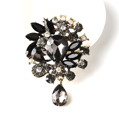 Korean-style fashionable creative personalized crystal glass brooch and hairpin for women's clothing accessories