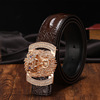 Leather universal belt, genuine leather, crocodile print, Korean style