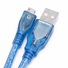 USB2.0转micro数据充电线 0.3m-5m全铜屏蔽带磁环透明蓝 安卓接口