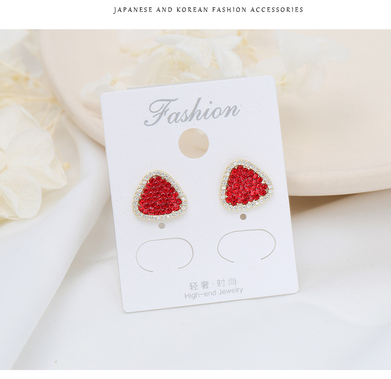 925 Tremella Needle Fashion Red Love Earrings Women display picture 5