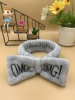 Demi-season face mask with letters with bow for face washing, headband, Korean style, with embroidery