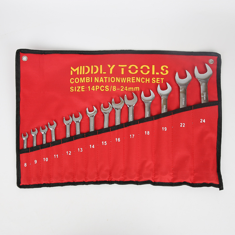厂家生产 MIDDLY两用扳手组套 呆梅两用扳手 14件套两用扳手
