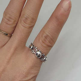 复古骷髅头个性泰银开口戒指指环气质食指戒子