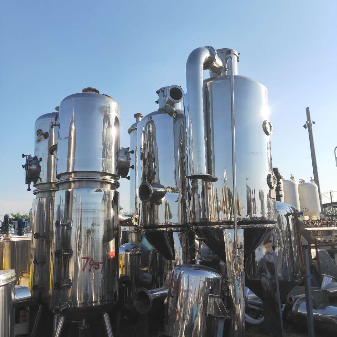 出售二手3000升双效蒸发器 不锈钢降膜蒸发器 二手3吨蒸发器