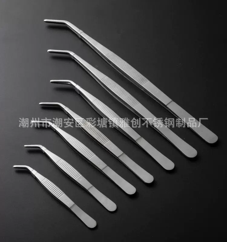 不锈钢镊子 厂家供应加厚弯头园艺镊子 抓蝎子夹子 多肉小镊子