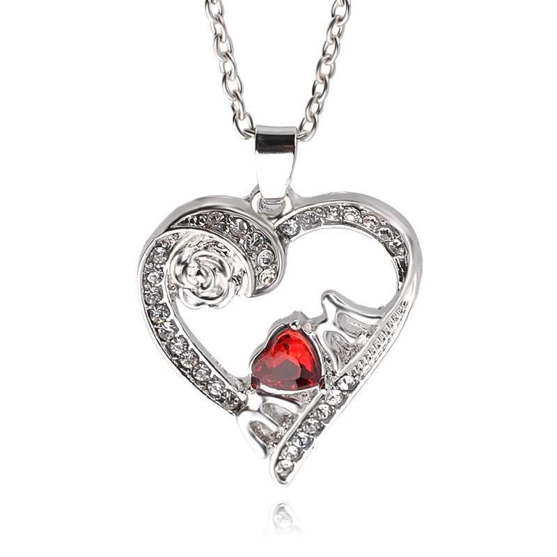 Vente Chaude De Mode Lettre Maman Pendentif Collier Fête Des Mères Cristal Rose Collier En Gros Nihaojewelry display picture 1