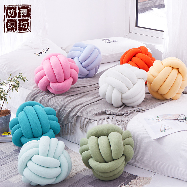 新款丹麦球抱枕  打结球 纯手工制作 含芯靠垫
