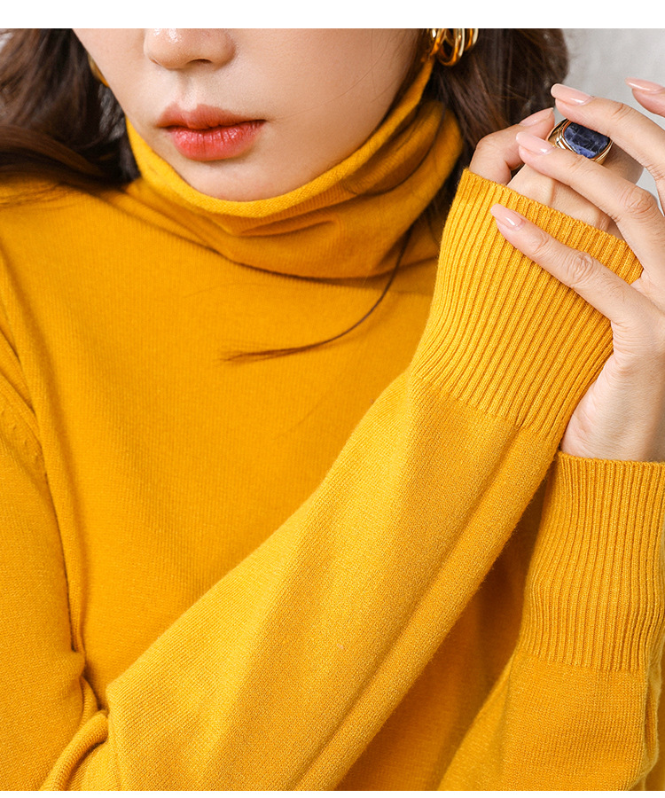 秋冬跨境 2020新款韩版堆堆领套头针织衫内搭打底衫ins潮女式毛衣 pic 16