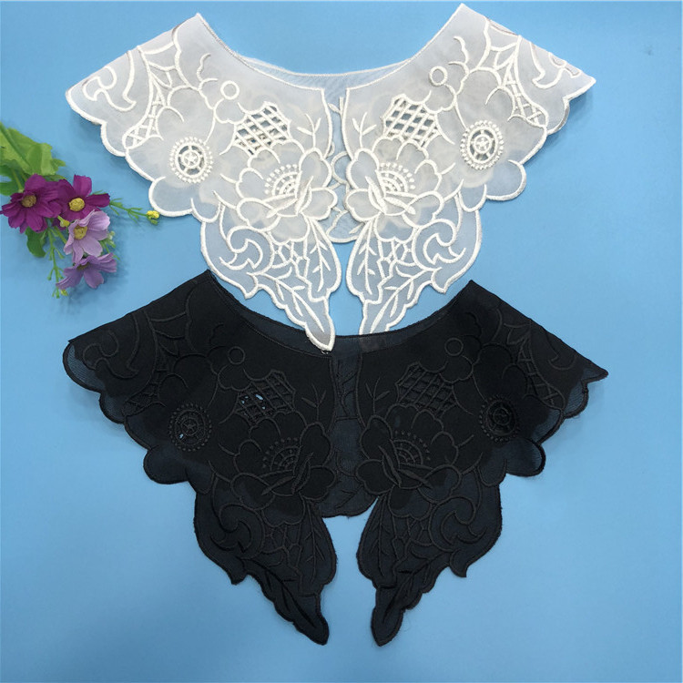 电脑绣花镂空成品假领尖角衣领雪纺衬衣搭配衣领连衣裙外贸辅料