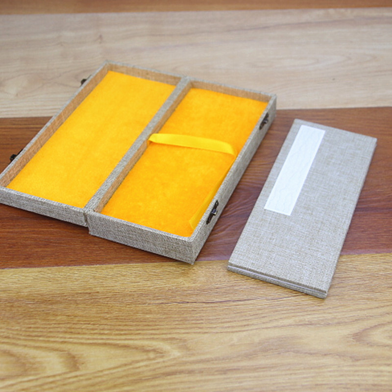 宣纸小册页折页本定/制 奏折拜师帖请帖邀请函通关文牒龙纹锦布盒