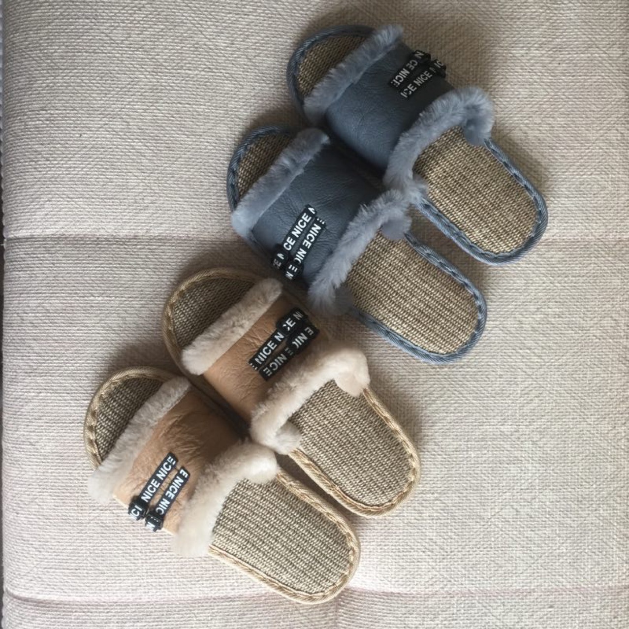 亚麻拖鞋春夏秋冬季室内室外情侣防滑皮毛一体牛筋底