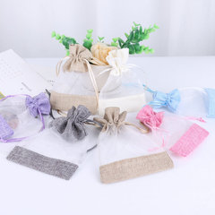 Factory Wholesale Mesh Patching Burlap Bag Bundle Pocket Handbag Jewelry Storage Bag Drawstring Gift Bundle Pocket 