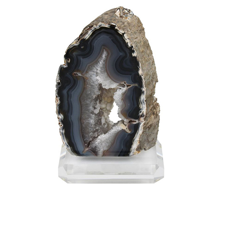 四周带斜边 高度抛光亚克力透明方块 石头化石展示架