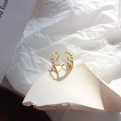 fashion personality Heart-shaped ring girl love Opening Ring Simplicity Sweet Forefinger joint R7128