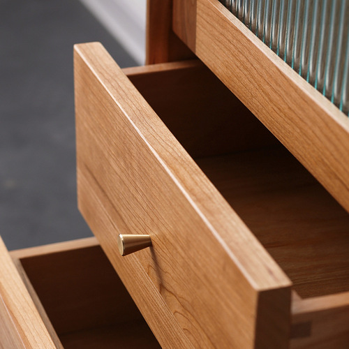 Cloudy Cherry Wood Side Cabinet, Nordic TV Stand Side Cabinet Combination, Modern Minimalist Living Room Wooden Storage Cabinet