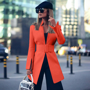 Wide waistband suit coat with split cuffs