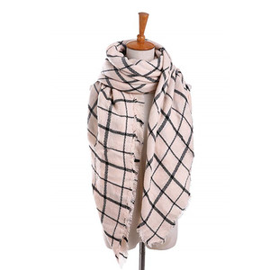 Square scarf double-sided color plaid scarf with enlarged blanket neck shawl