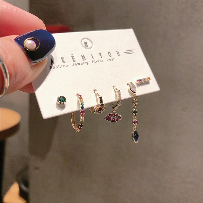 Sucré Lèvres Coloré Le Cuivre Placage Incruster Zircon Des Boucles D'oreilles display picture 5