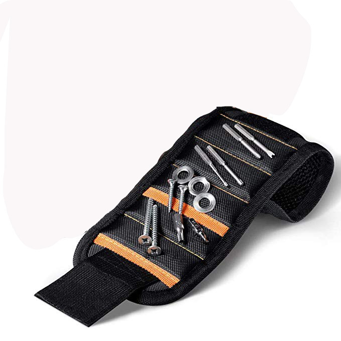 Bolsillo de cinco filas magnética correa de muñeca imán herramienta de recogida nylon Velcro correa de muñeca fábrica en stock