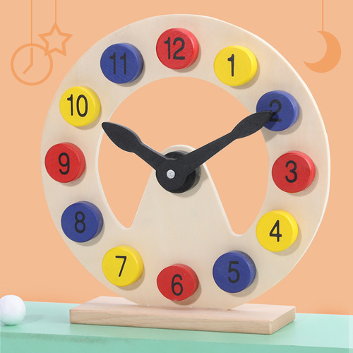 Teaching clock kindergarten children learning alarm clock puzzle enlightenment early education time cognitive clock wooden toy