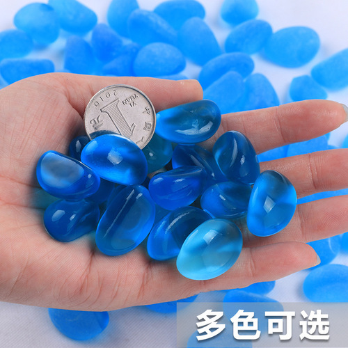 [Landscaping stones] Aquarium landscaping blue cashew glass beads fluorescent stone sapphire crystal stone