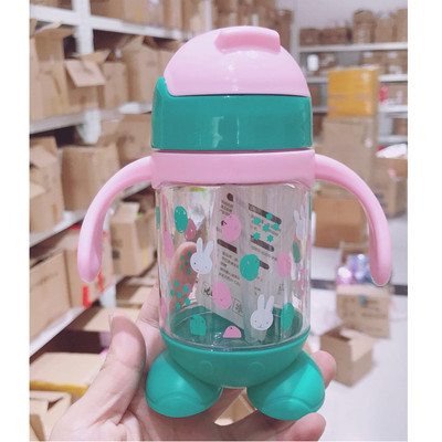 Spring new pattern Cartoon robot Infants Straw cup Water cup Children kettle Summer suction cup