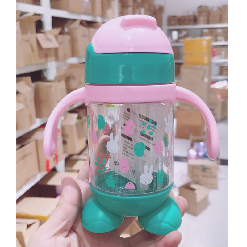 Spring new pattern Cartoon robot Infants Straw cup Water cup Children kettle Summer suction cup