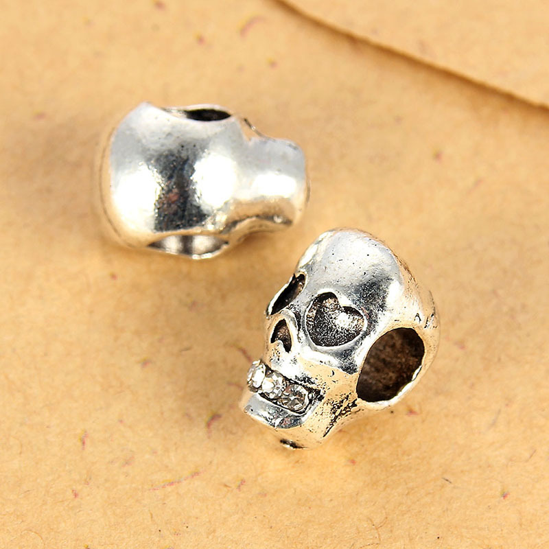 10 Pieces Hip-hop Retro Skull Alloy Plating Inlay Beads Jewelry Accessories display picture 5