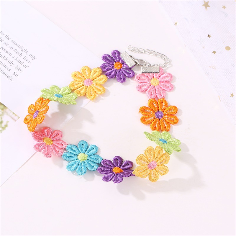 Alloy Chain Material 1 Piece Quantity Sweet Simple Style Flower Alloy Cloth Choker Wholesale