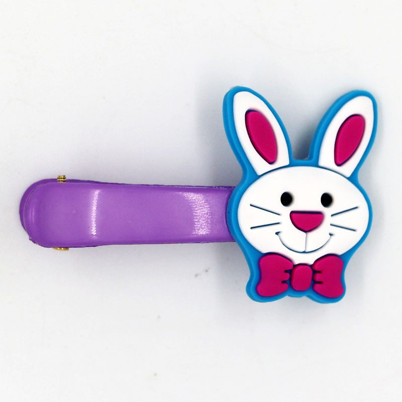 Fashion Rabbit Flower PVC Epoxy Hair Clip 1 Piece2