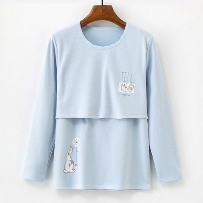 孕婦上衣保暖純棉加絨加厚款秋衣單件冬季喂奶衣保暖內衣