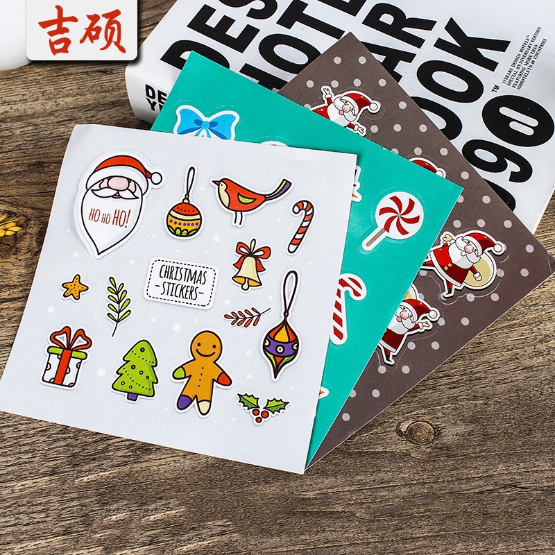 创意可爱贴纸定制 圣诞节新年卡通贴纸 节日赠品装饰贴 厂家定做