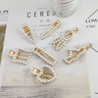 ins珍珠发夹发饰韩国网红镂空设计感发卡鸭嘴夹潮流个性刘海边夹