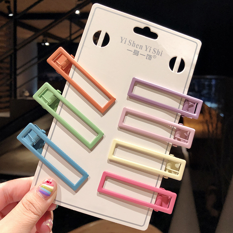 New Fashion Candy Color Word Clip Color Hollow Side Clip Love Heart Cheap Hairpin Wholesale display picture 11