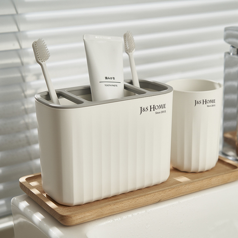 Hogar Estilo nórdico cepillo de dientes caja de almacenamiento de plástico baño Baño hogar lavado taza de almacenamiento rack simple cepillo de dientes titular