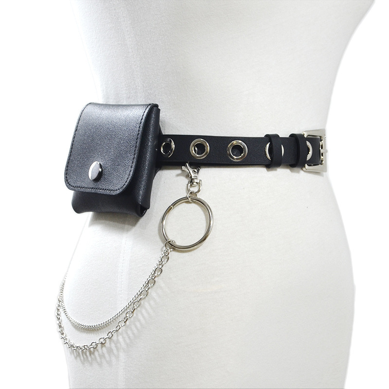 Hot New Fashion Korean Style Casual All-match Women's Chain Waist Bag Punk Style Decorative Belt Dress
