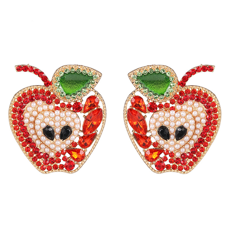 52639 Jujia Nouvelle Auto-produit Et Auto-ont Vendu Des Fruits Apple Boucles D'oreilles Boucles D'oreilles Avec Diamants Personnalité Europe Et Amérique Croix Frontière Fournir display picture 8