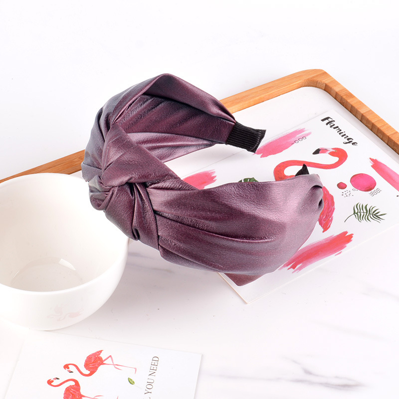 Wide-sided Simple Pu Leather Headband display picture 8