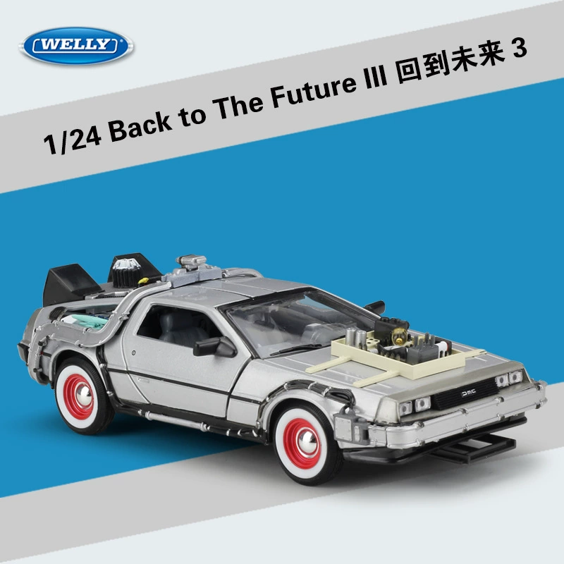 Реалистичная модель DeLorean из сплава масштаба 1:24 с миниатюрой персонажа - Назад в будущее, подарок на день рождения